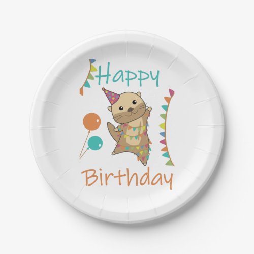 An Otter Birthday Wishes Cute Happy Otter Adult Cl Paper Plates