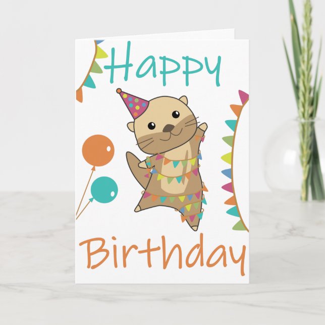An Otter Birthday Wishes Cute Happy Otter Card (Front)