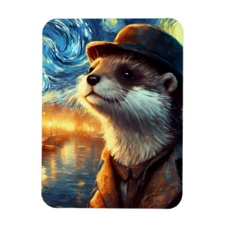 An Otter in The Starry Night Magnet