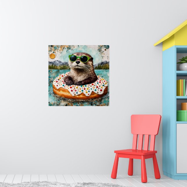 An Otter on Vacation in a Floating Donut Poster (Nursery 1)