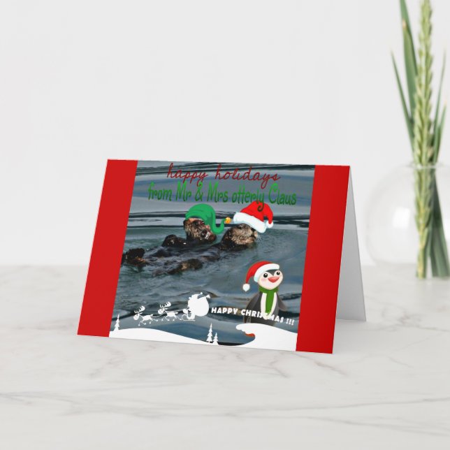 An Otterly Happy Holiday Sea Otter Greeting card (Front)