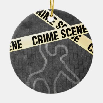 An Outline Of A Person On A Street. Murder? Suicid Ceramic Ornament by Funkyworm at Zazzle