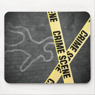 An outline of a person on a street. Murder? Suicid Mouse Pad