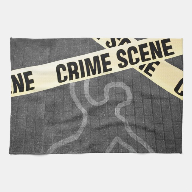 An outline of a person on a street. Murder? Suicid Towel (Horizontal)