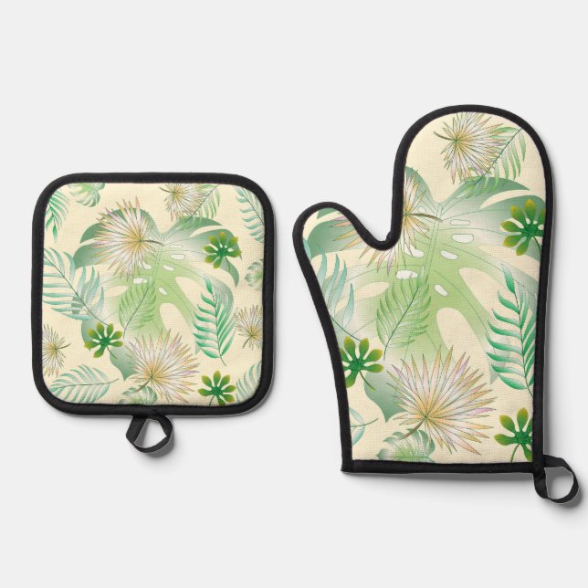 An  oven mitt & pot holder set (Front)