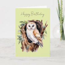 An Owl by a Hole in a Tree Birthday Card #1