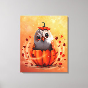 An Owl's Echo: Autumn's Guardian Canvas Print