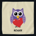 An Owly Love | Add Your Name Bandana<br><div class="desc">This sweet and cute kawaii illustration features an owl holding a big red heart with the wings. Ideal as a Valentine gift for your boyfriend or girlfriend or to show love to your mom, dad, grandma or grandpa or to a friend. Personalize it with your own name, monogram or custom...</div>