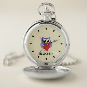 An Owly Love   Add Your Name Pocket Watch