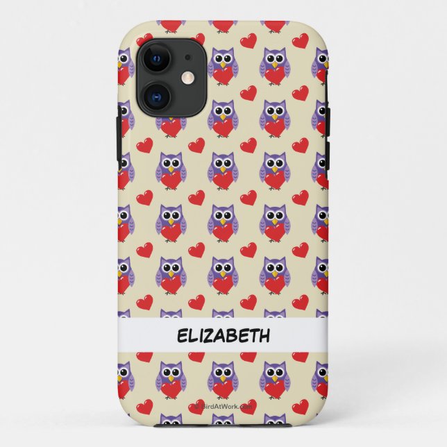 An Owly Love Pattern | Add Your Name Case-Mate iPhone Case (Back)