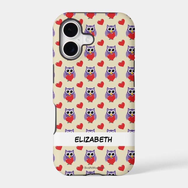An Owly Love Pattern | Add Your Name Iphone Case (Back)