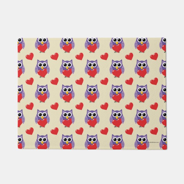 An Owly Love Pattern Doormat (Front)