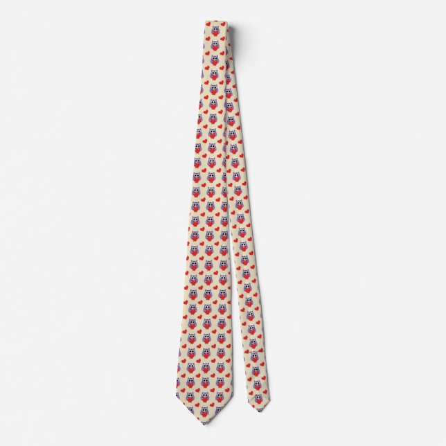 An Owly Love Pattern Neck Tie (Front)