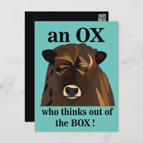 An Ox Who Thinks Out Of The Box Postcard