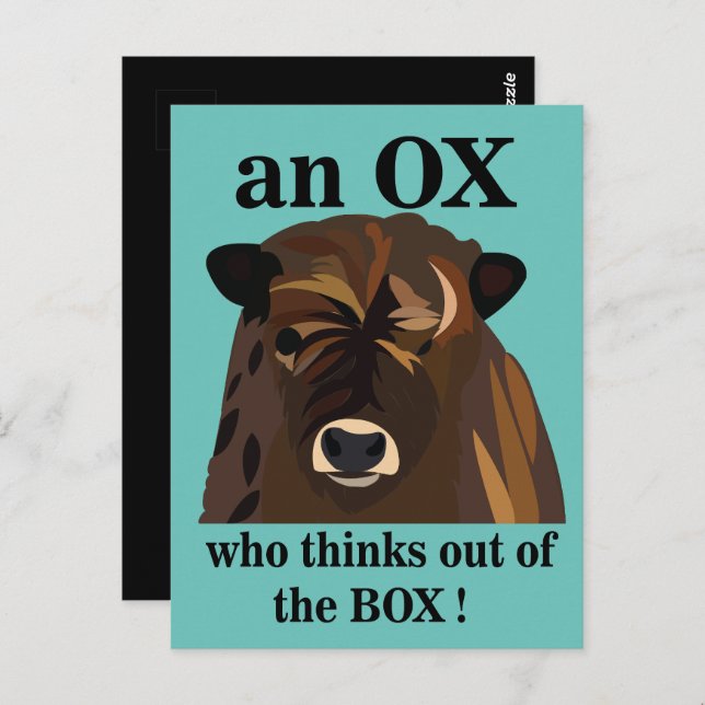 An Ox Who Thinks Out Of The Box Postcard (Front/Back)