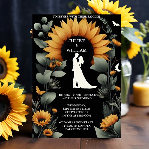 An Plants Rustic Garden Greenery Sunflower Wedding Invitation