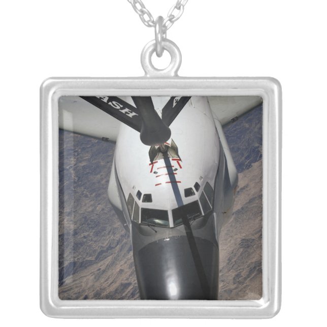 An RC-135 Rivet Joint Reconnaissance aircraft Silver Plated Necklace (Front)