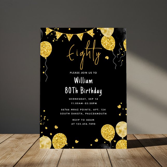 An Retro Fun Adult Humor Happy Chic 80th Birthday Invitation (Creator Uploaded)