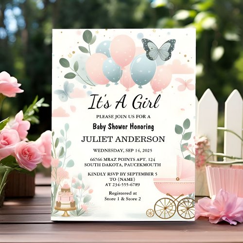 An Rose Boho Gold Mom Chic Spring Baby Girl Shower Invitation