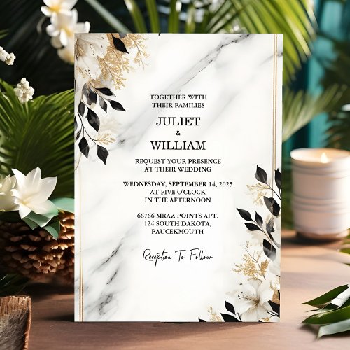 An Sheer Natural Work Stacked Stone Marble Wedding Invitation