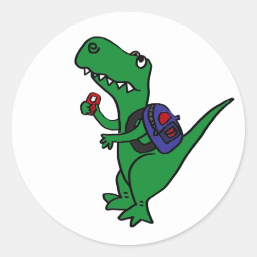 AN_ T_rex Dinosaur Back to School Cartoon Classic Round Sticker