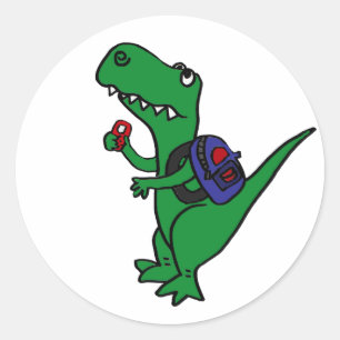 AN- T-rex Dinosaur Back to School Cartoon Classic Round Sticker