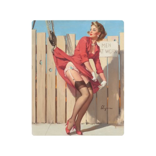 An Unexpected Lift pinup girl Metal Print