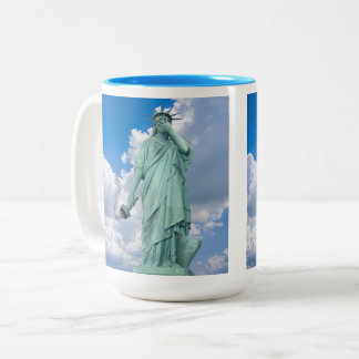 An unhappy Statue of Liberty. Two-Tone Coffee Mug