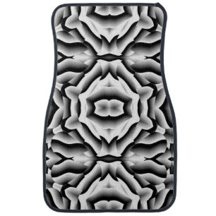 An unique black & white floral touch design car floor mat