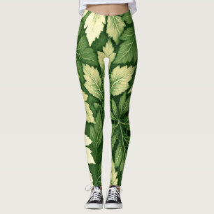An unique cute green leaf "Ratti_Creative_Arts" Leggings
