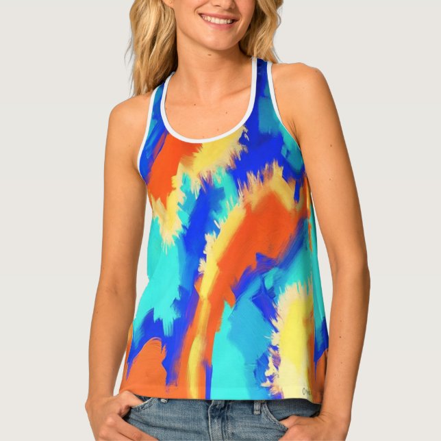 An unique cute multicolor fabric pattern    tank t (Front)