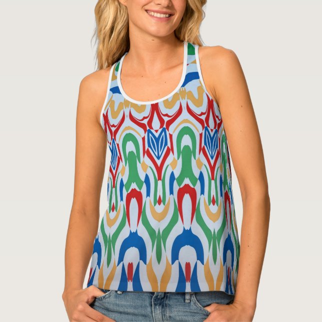 An unique cute multicolor fabric pattern    tank t (Front)