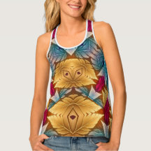 An unique cute multicolor fabric pattern tank t