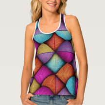 An unique cute multicolor fabric pattern tank t