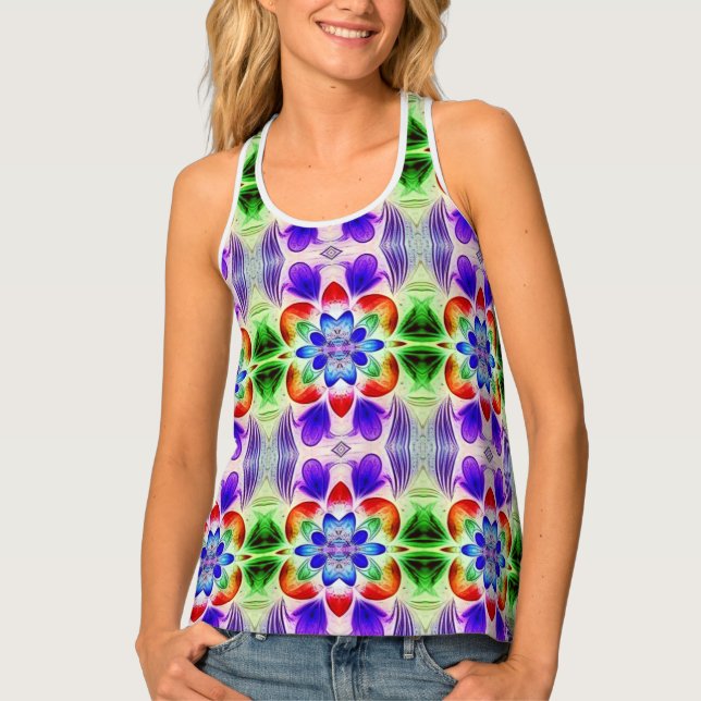 An unique cute multicolor fabric pattern    tank top (Front)