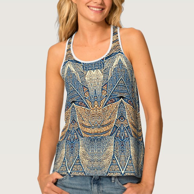An unique cute multicolor texture fabric pattern   tank top (Front)