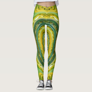 An unique green yellow "Ratti_Creative_Arts" Leggings