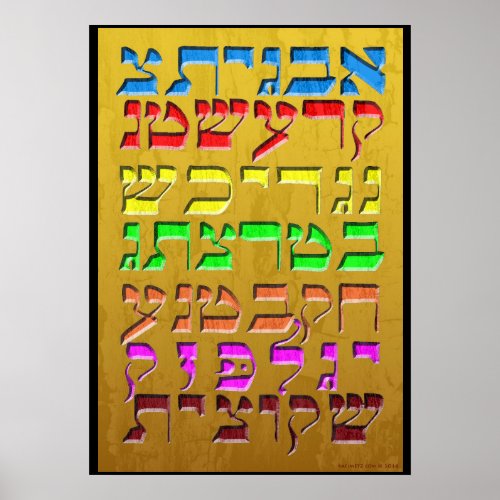 Ana bKoach  Initial Letters  Gold Poster