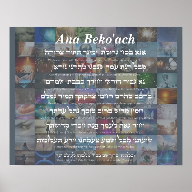 Ana Beko'ach - 42 letter Name of God Poster (Front)
