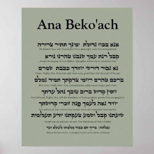 Ana Bekoach _ 42 letter Name of God Poster