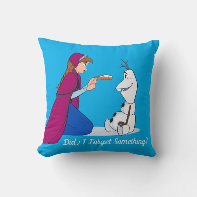 Ana Giving Olaf Carrot Nose Throw Pillow (Front)