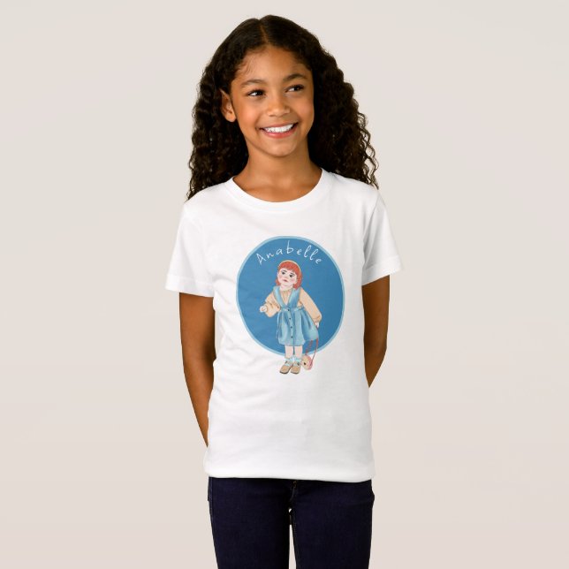 "Anabelle" Cute Girl Drawing Kids T-Shirt (Front Full)