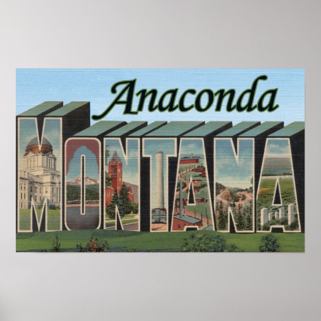 Anaconda, Montana - Large Letter Scenes Poster (Front)