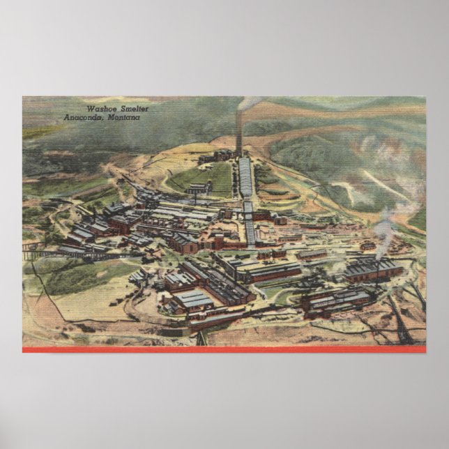 Anaconda, Montana - Washoe Smelter View from Poster (Front)