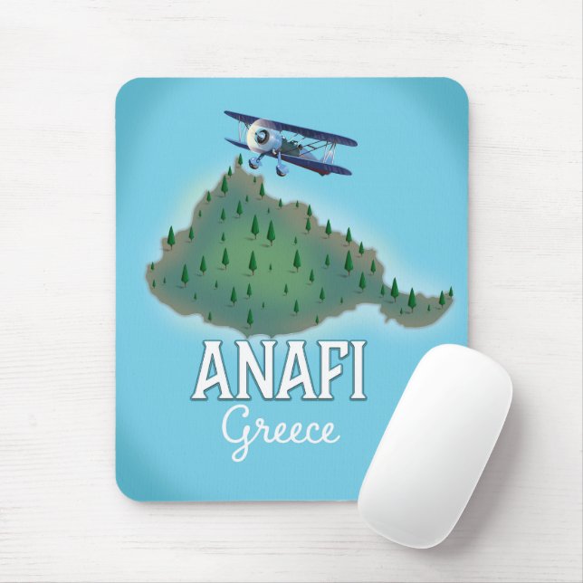 Anafi Island Greece travel poster. Mouse Pad (With Mouse)