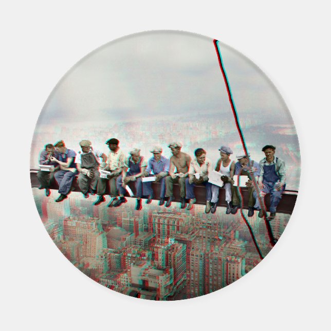 Anaglyph 3D Photo- Lunch atop Skyscraper New York Coaster Set (Single)