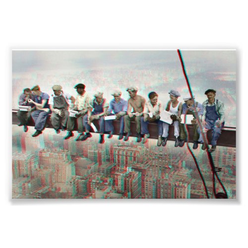 Anaglyph 3D Poster_ Lunch atop Skyscraper New York Photo Print