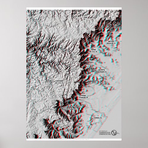Anaglyph Map _ Geopark_use 3D glasses Poster