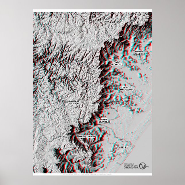 Anaglyph Map - Geopark-use 3D glasses Poster (Front)