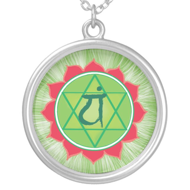 Anahata Large Silver Plated Round Necklace (Front)